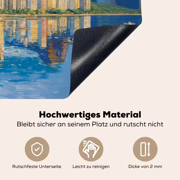 Berg - Skyline - Strand - Water Inductie beschemer met haakjes klein -ky-onderkant-de