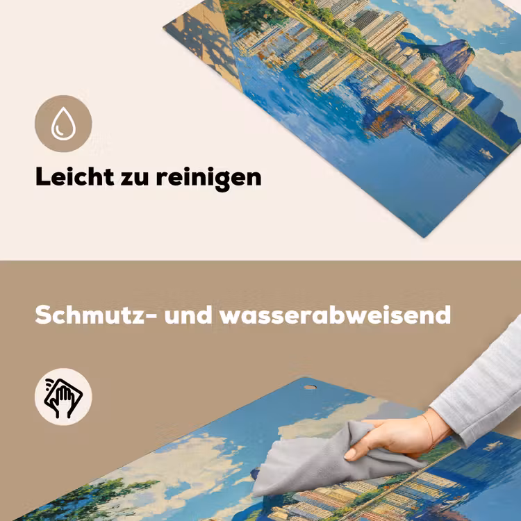Berg - Skyline - Strand - Water Inductie beschemer met haakjes klein -ky-schoon-de
