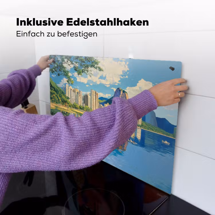 Berg - Skyline - Strand - Water Inductie beschemer met haakjes klein -ky-ophangen-de