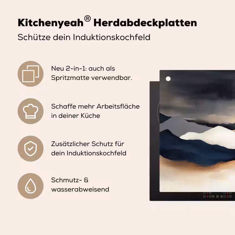 Bergen - Donkerblauw - Landschap Inductie beschemer met haakjes klein -ky-usp-de