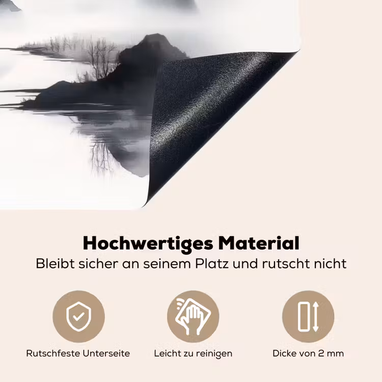 Bergen - Mistig - Water - Wit Inductie beschemer met haakjes klein -ky-onderkant-de