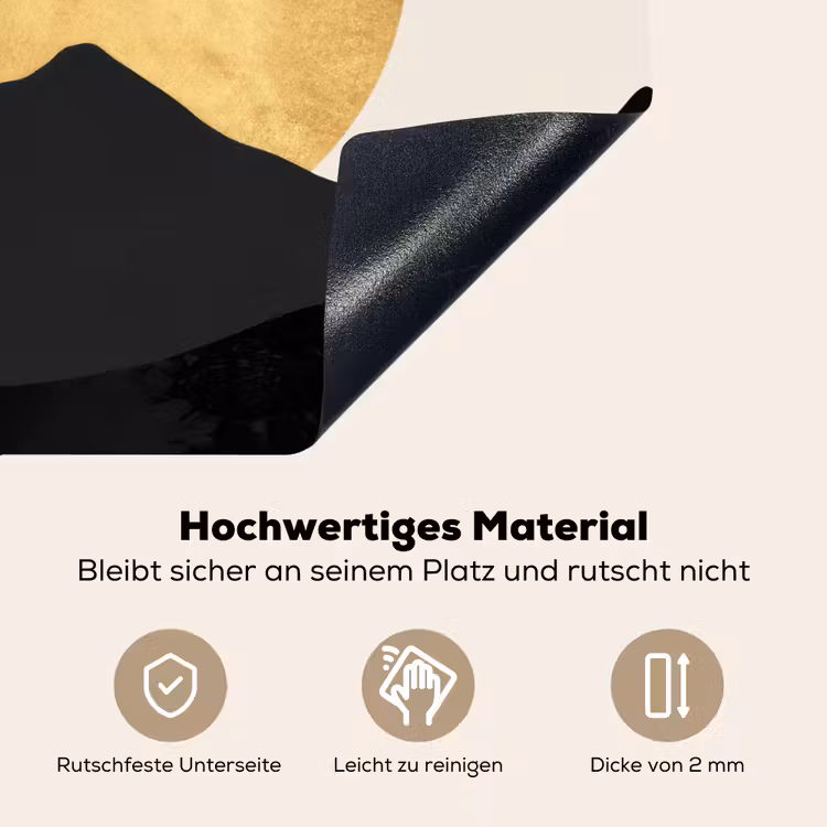Bergsilhouetten - Gouden cirkel - Beige Inductie beschemer met haakjes middel -ky-onderkant-de