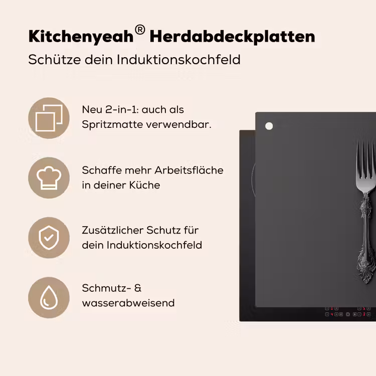 Bestek - Zwart Inductie beschemer met haakjes klein -ky-usp-de