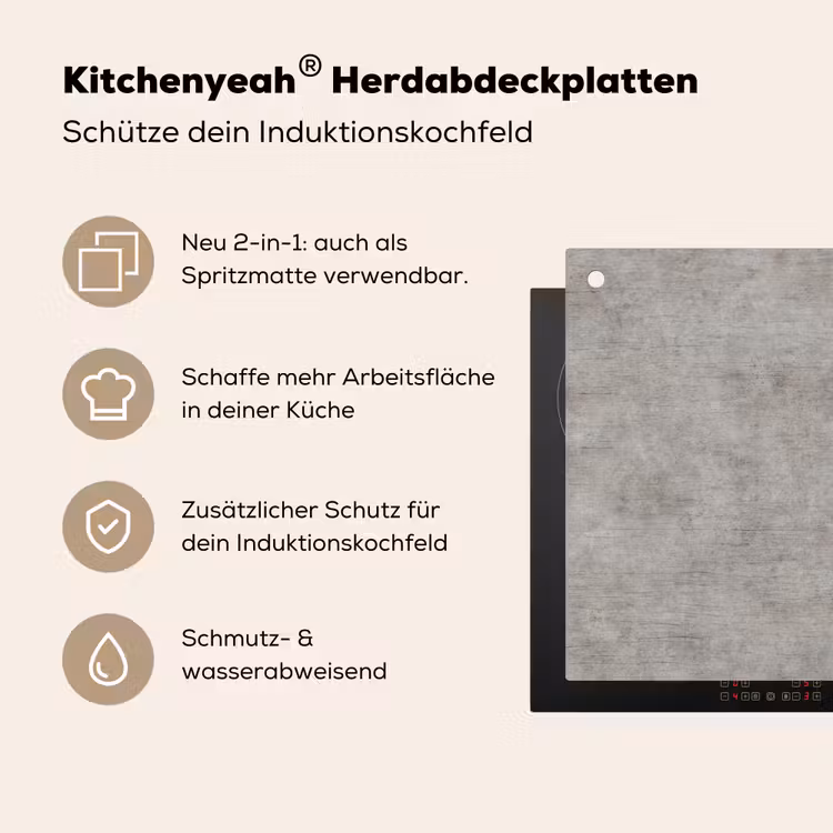 Beton - Oud - Grijs - Patronen Inductie beschemer met haakjes klein 777 -ky-usp-de