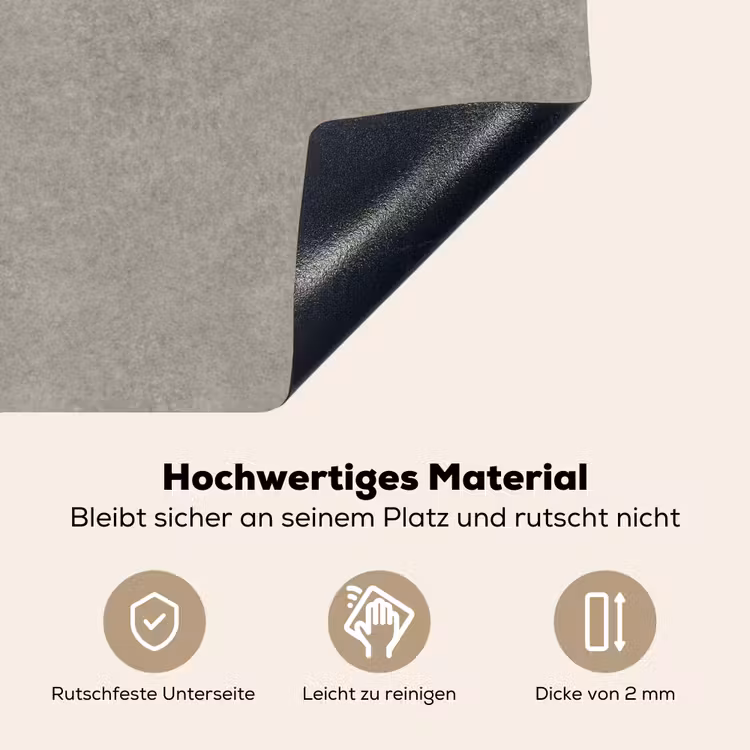 Beton - Grijs - Patronen - Industrieel Inductie beschemer met haakjes klein 777 -ky-onderkant-de