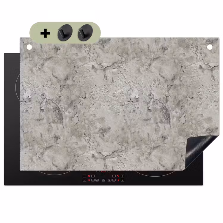 Beton - Grijs - Muur Inductie beschemer met haakjes klein 777 -3d