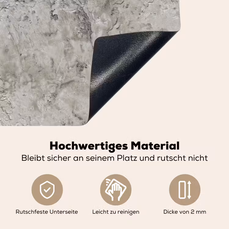 Beton - Grijs - Muur Inductie beschemer met haakjes klein 777 -ky-onderkant-de