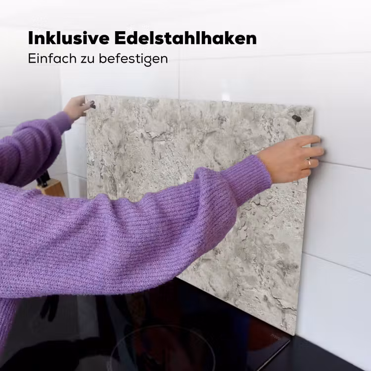 Beton - Grijs - Muur Inductie beschemer met haakjes klein 777 -ky-ophangen-de