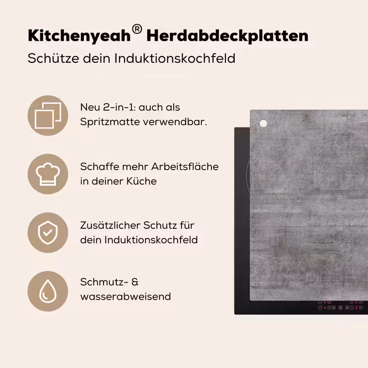 Beton - Patroon - Antiek Inductie beschemer met haakjes klein 777 -ky-usp-de