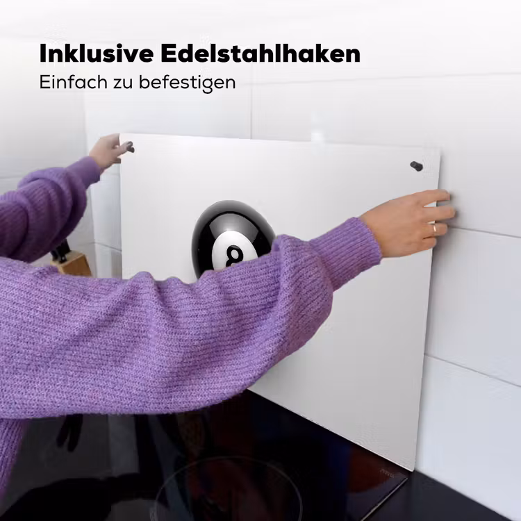 Biljartbal - Getal - Acht - Wit Inductie beschemer met haakjes klein -ky-ophangen-de