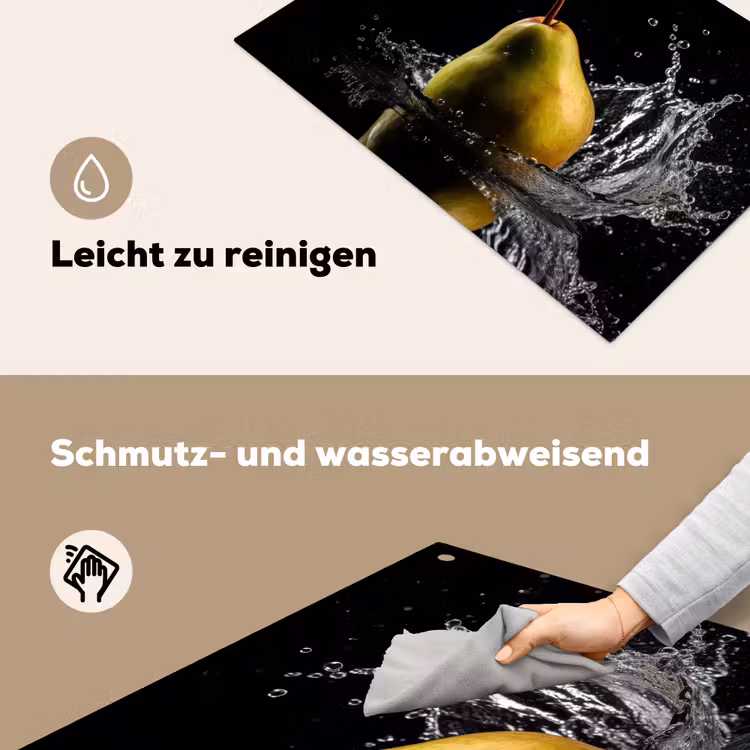 Peer - Fruit - Water - Zwart Inductie beschemer met haakjes klein -ky-schoon-de