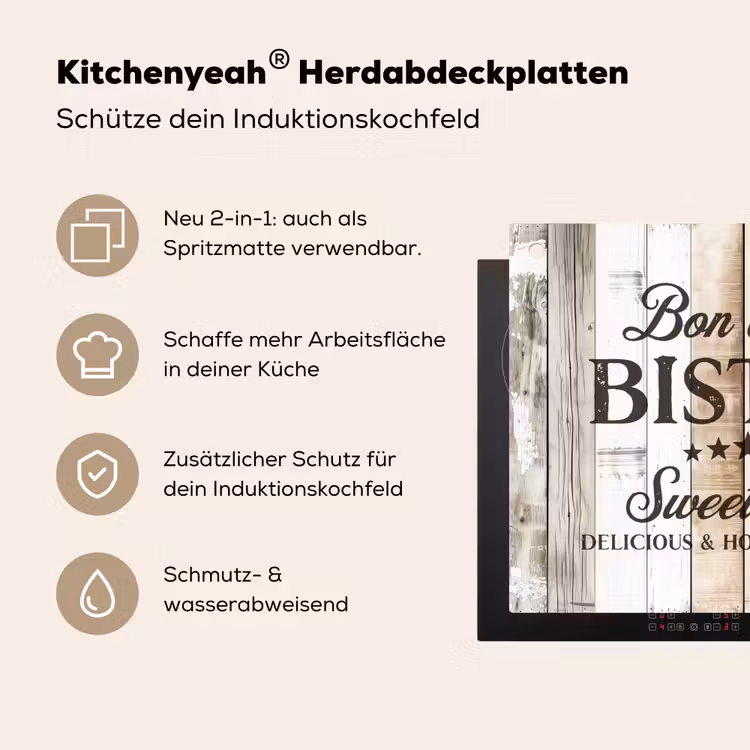 Bistro Welkomstbord Inductie beschemer met haakjes middel -ky-usp-de