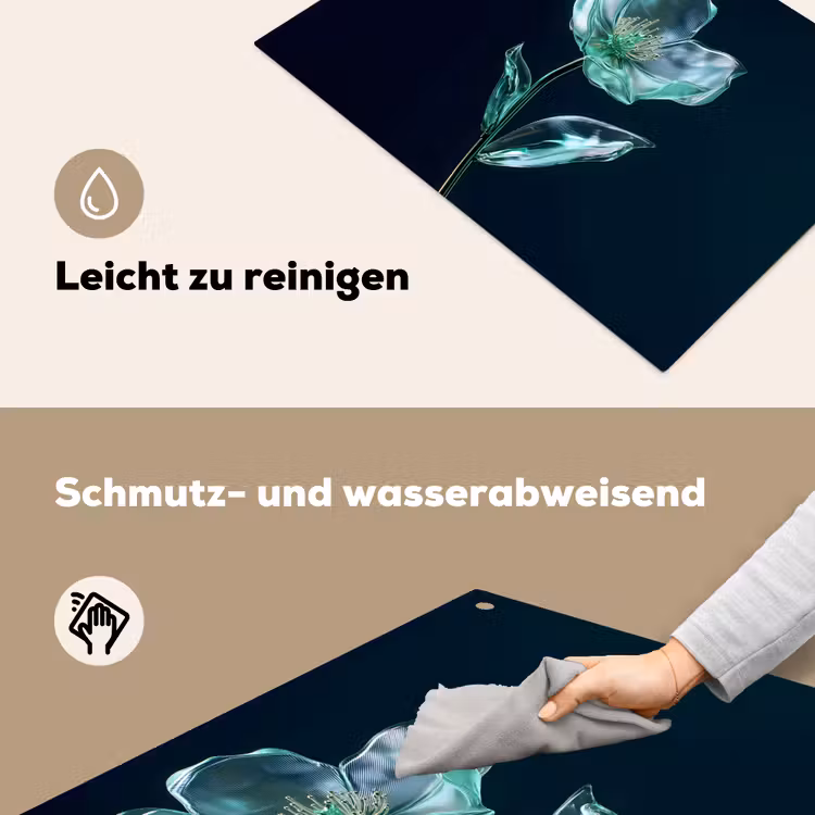 Bladeren - Bloem - Glazen - Donkerblauw Inductie beschemer met haakjes klein -ky-schoon-de