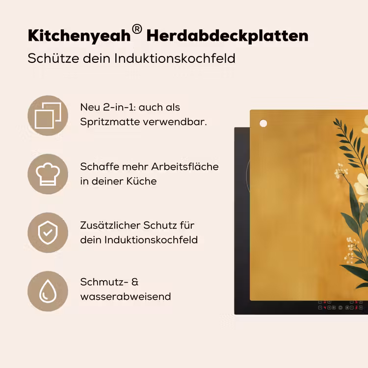 Bladeren - Boeket - Bloemen - Geel Inductie beschemer met haakjes klein -ky-usp-de