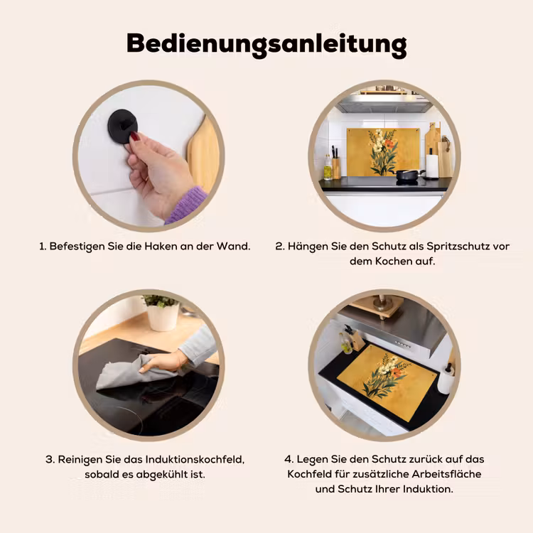 Bladeren - Boeket - Bloemen - Geel Inductie beschemer met haakjes klein -ky-gebruik-de