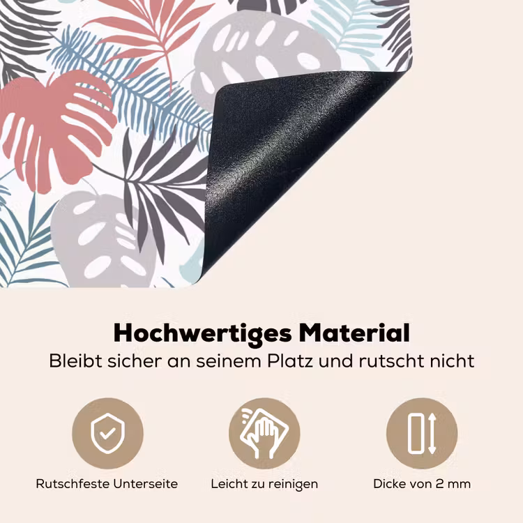 Bladeren - Jungle - Pastel - Tropisch Inductie beschemer met haakjes klein -ky-onderkant-de