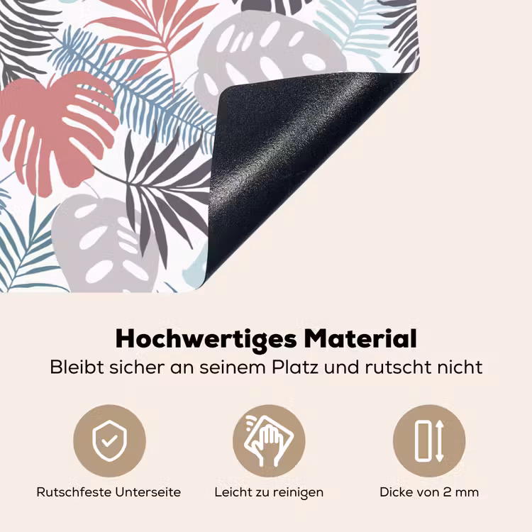 Bladeren - Jungle - Pastel - Tropisch Inductie beschemer met haakjes klein -ky-onderkant-de