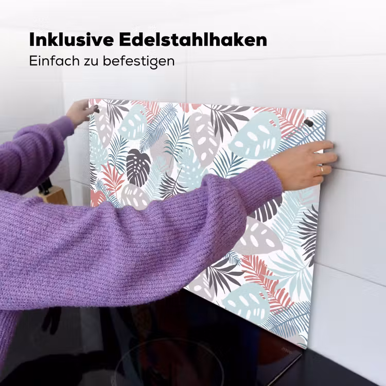 Bladeren - Jungle - Pastel - Tropisch Inductie beschemer met haakjes klein -ky-ophangen-de