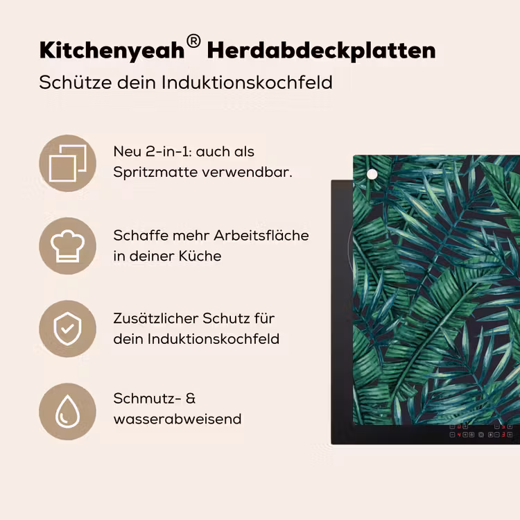 Bladeren - Inductie beschermer - Jungle - Tropical Inductie beschemer met haakjes middel -ky-usp-de