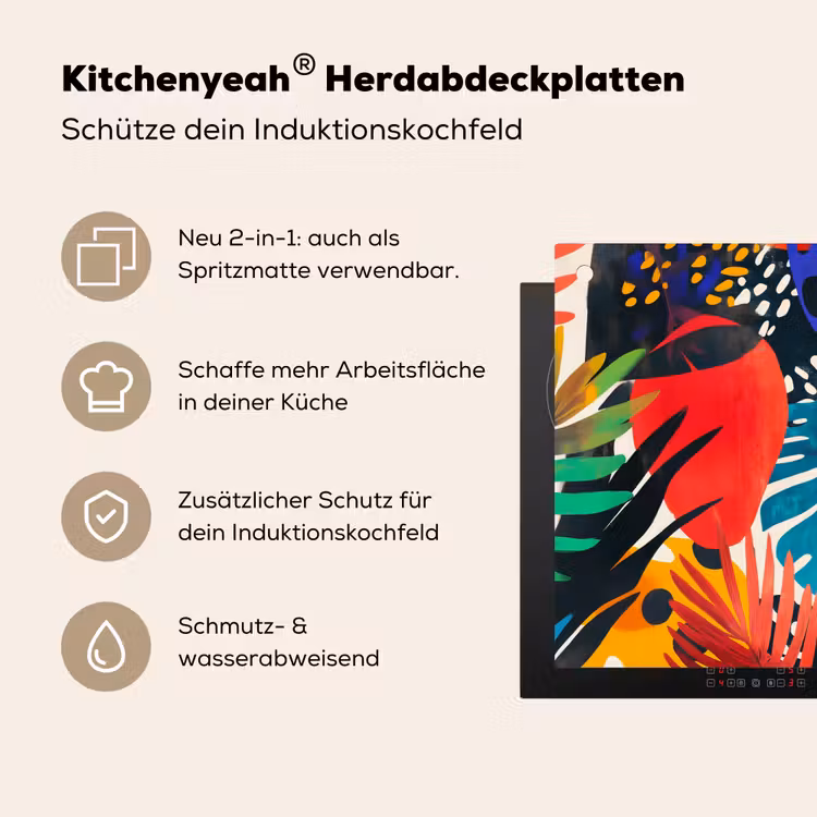 Bladeren - Vormen - Abstract - Kleurrijk Inductie beschemer met haakjes klein -ky-usp-de