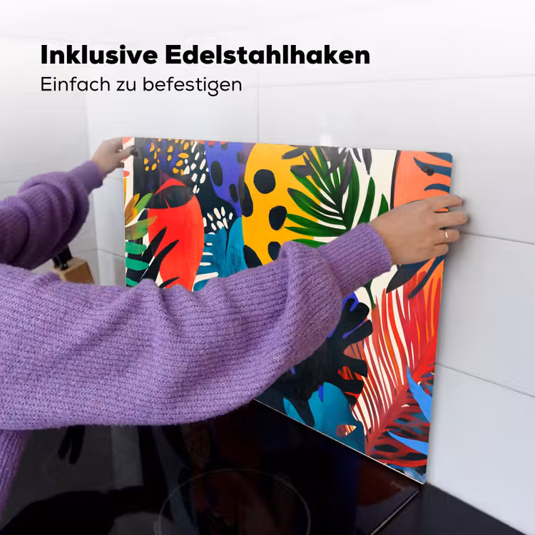 Bladeren - Vormen - Abstract - Kleurrijk Inductie beschemer met haakjes klein -ky-ophangen-de
