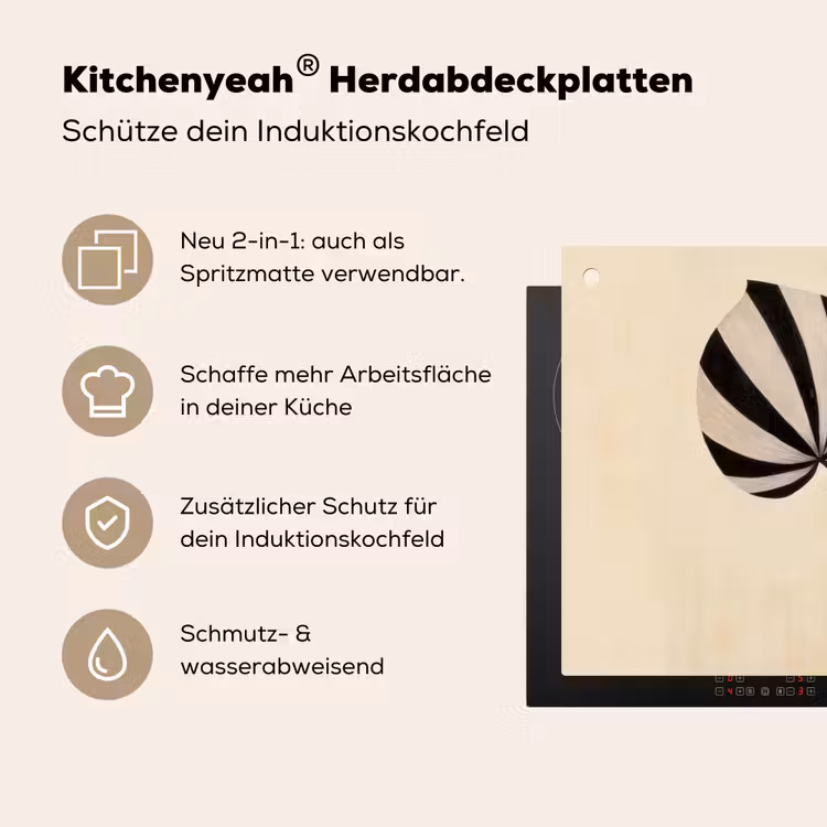 Bladeren - Gestreept - Stengel - Beige Inductie beschemer met haakjes klein -ky-usp-de