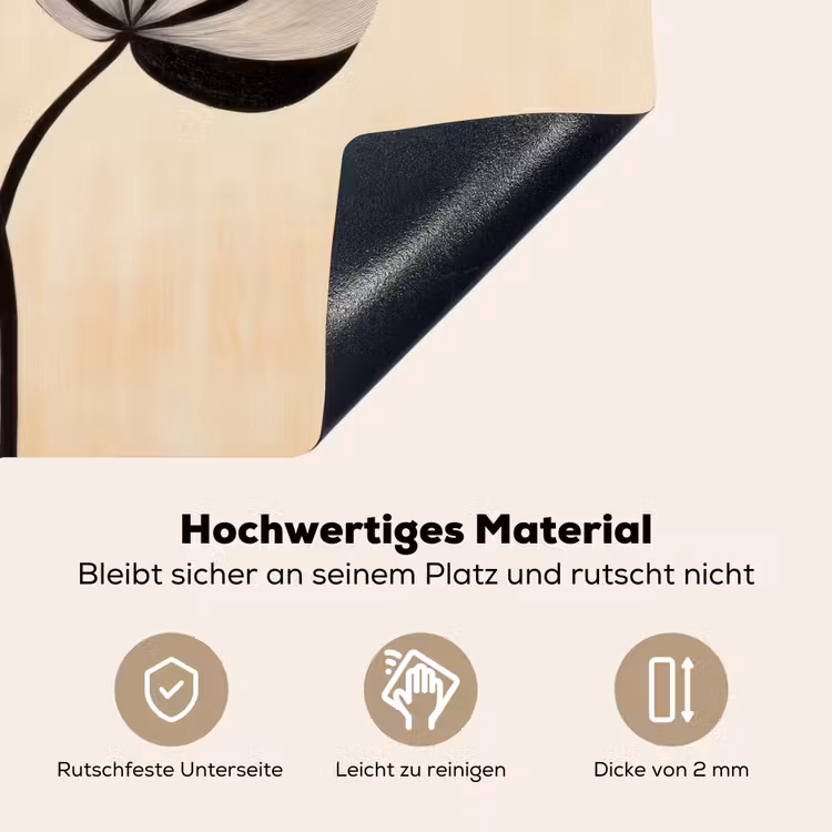 Bladeren - Gestreept - Stengel - Beige Inductie beschemer met haakjes klein -ky-onderkant-de