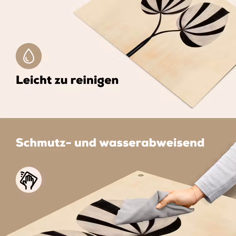 Bladeren - Gestreept - Stengel - Beige Inductie beschemer met haakjes klein -ky-schoon-de