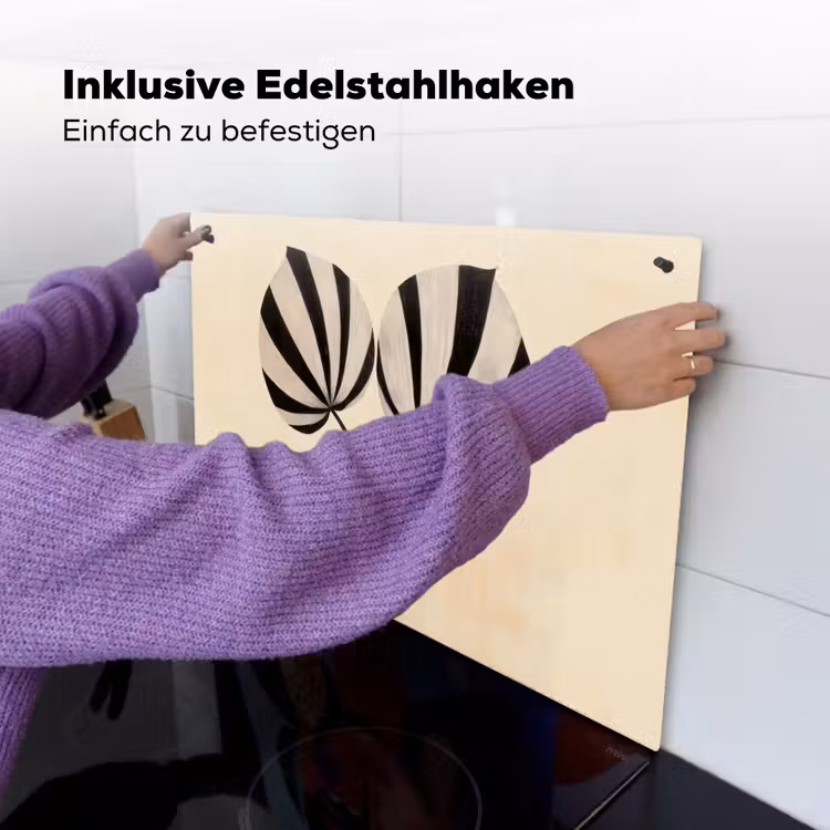 Bladeren - Gestreept - Stengel - Beige Inductie beschemer met haakjes klein -ky-ophangen-de