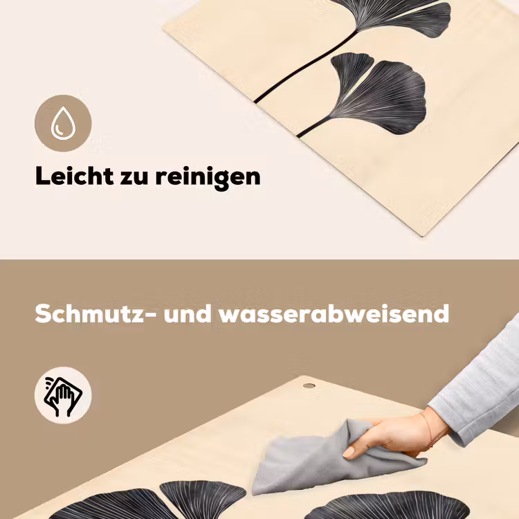 Bladeren - Minimalistisch - Zwart Inductie beschemer met haakjes klein -ky-schoon-de