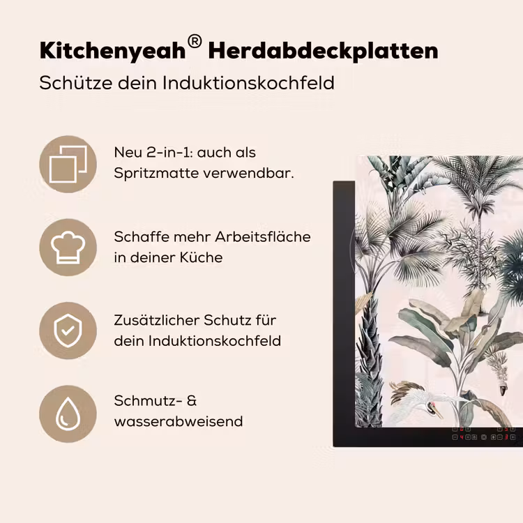 Bladeren - Monstera - Jungle - Tropical Inductie beschemer met haakjes klein -ky-usp-de