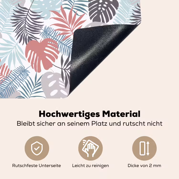 Inductie beschermer - Bladeren - Pastel - Jungle - Afdekplaat voor kookplaat Inductie beschemer met haakjes klein -ky-onderkant-de