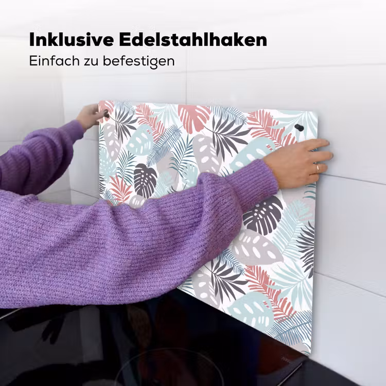Inductie beschermer - Bladeren - Pastel - Jungle - Afdekplaat voor kookplaat Inductie beschemer met haakjes klein -ky-ophangen-de