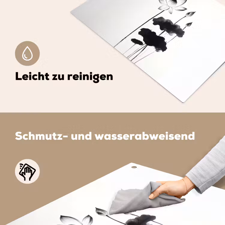 Bladeren - Zwart - Lotusbloem - Minimalitisch Inductie beschemer met haakjes klein -ky-schoon-de