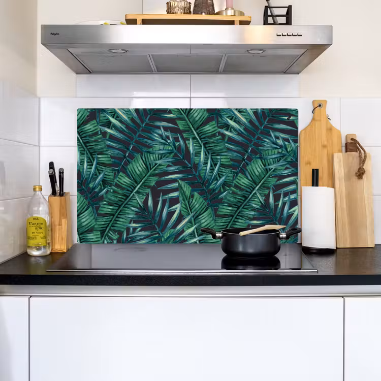 Bladeren - Tropical - Jungle Inductie beschemer met haakjes groot -sfeer2