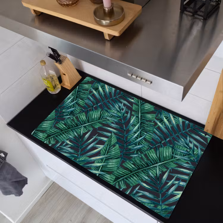 Bladeren - Tropical - Jungle Inductie beschemer met haakjes groot -sfeer1