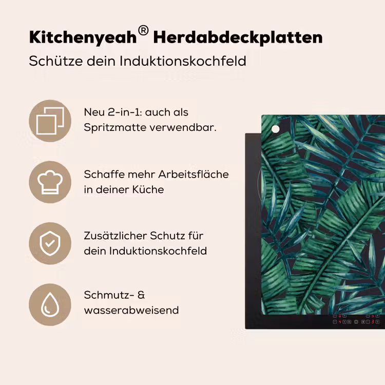 Bladeren - Tropical - Jungle Inductie beschemer met haakjes groot -ky-usp-de