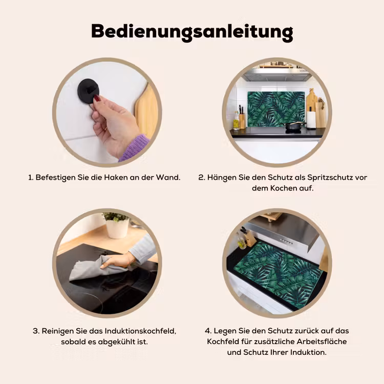 Bladeren - Tropical - Jungle Inductie beschemer met haakjes groot -ky-gebruik-de