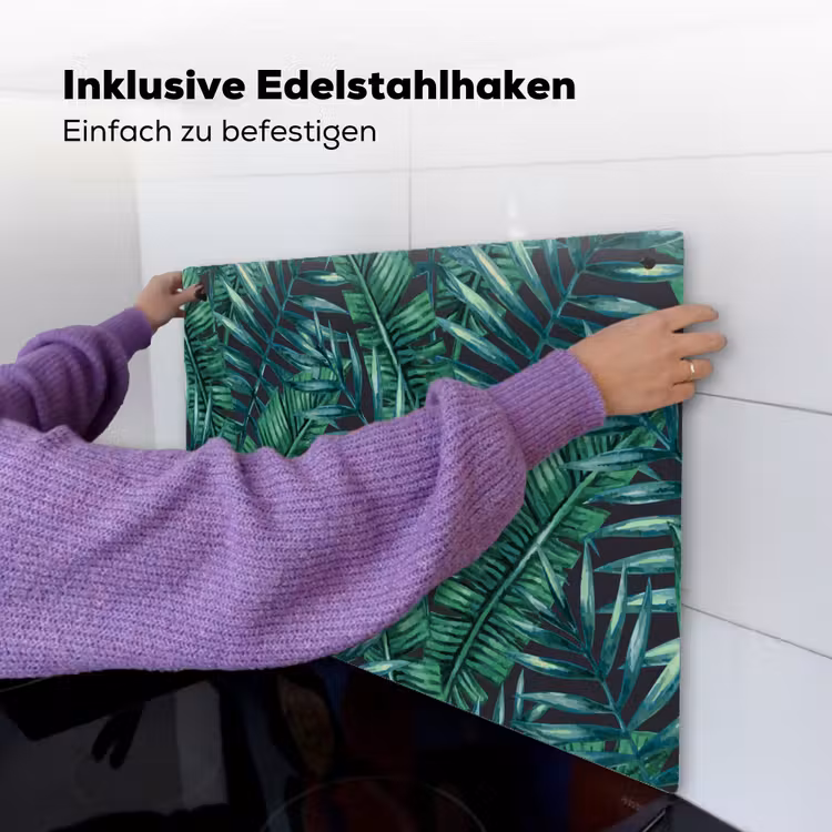 Bladeren - Tropical - Jungle Inductie beschemer met haakjes groot -ky-ophangen-de