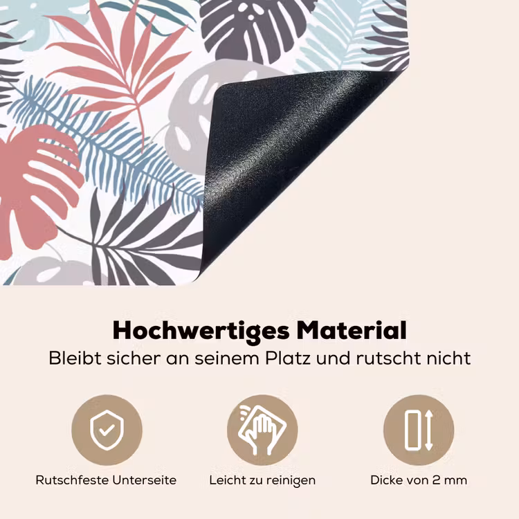 Bladeren - Tropical - Pastel - Jungle Inductie beschemer met haakjes groot -ky-onderkant-de