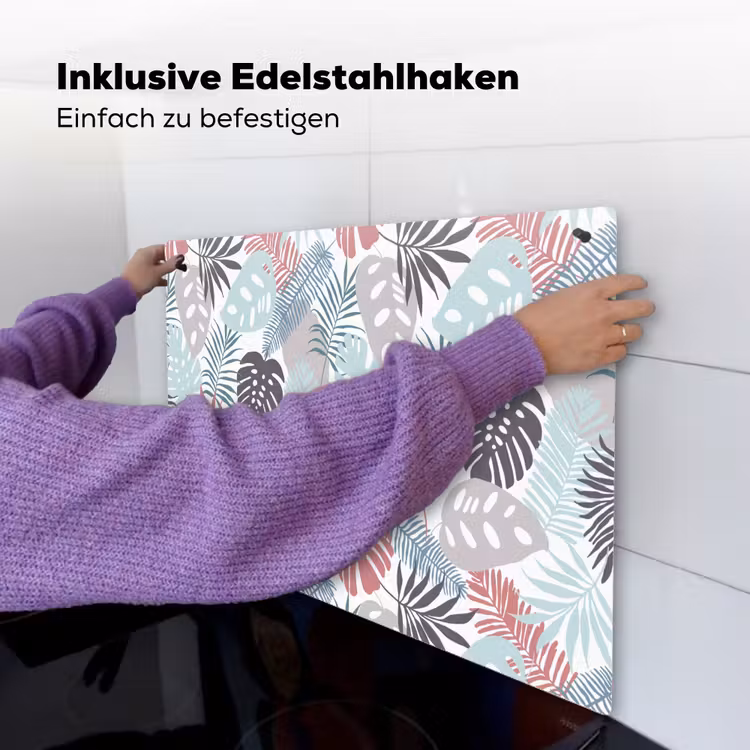 Bladeren - Tropical - Pastel - Jungle Inductie beschemer met haakjes groot -ky-ophangen-de