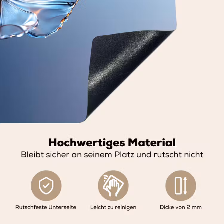 Blauw - Bloem - Glazen - Sierlijk Inductie beschemer met haakjes klein -ky-onderkant-de