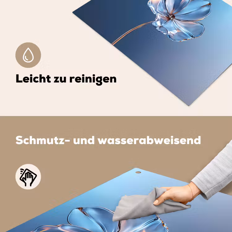 Blauw - Bloem - Glazen - Sierlijk Inductie beschemer met haakjes klein -ky-schoon-de