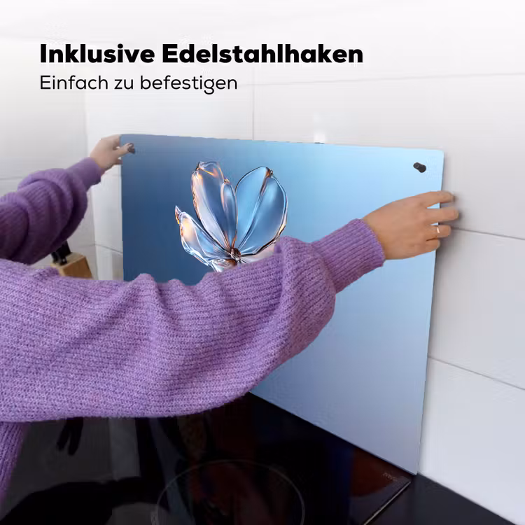 Blauw - Bloem - Glazen - Sierlijk Inductie beschemer met haakjes klein -ky-ophangen-de