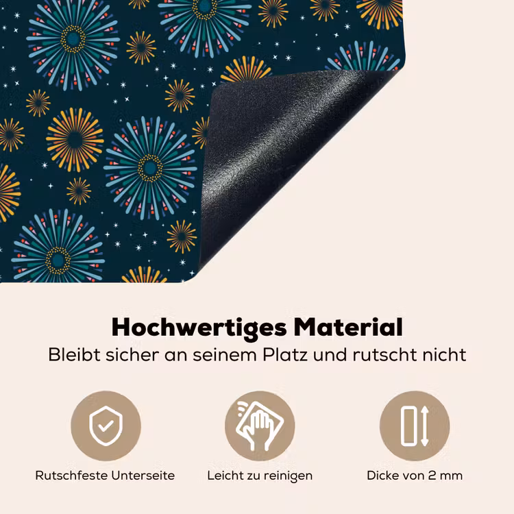 Blauw - Patroon - Retro Inductie beschemer met haakjes klein 777 -ky-onderkant-de