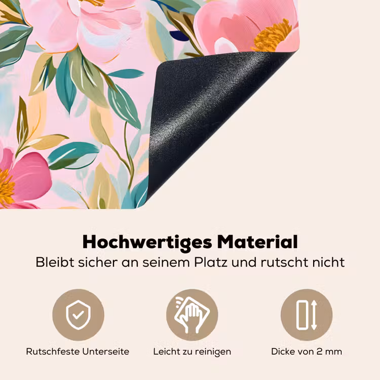 Blauw - Roze - Bloemen Inductie beschemer met haakjes klein -ky-onderkant-de