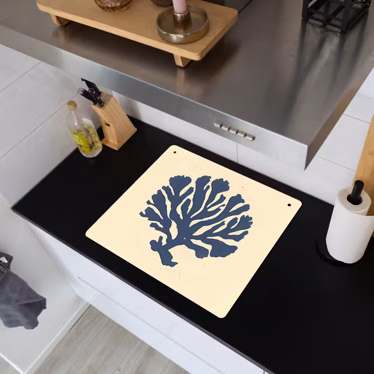 Blauw koraal - Vertakkingen - Beige Inductie beschemer met haakjes middel -sfeer1