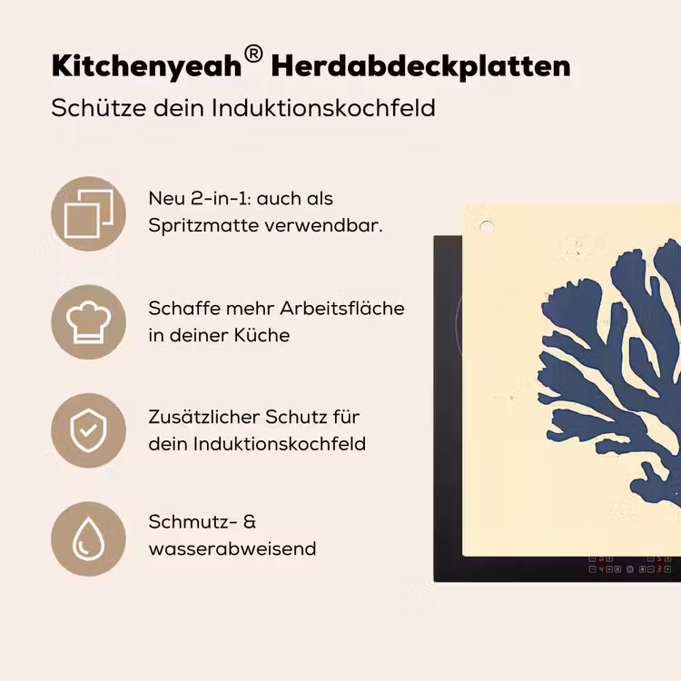 Blauw koraal - Vertakkingen - Beige Inductie beschemer met haakjes middel -ky-usp-de