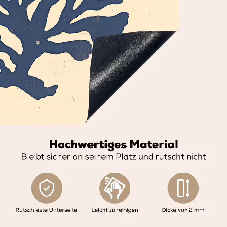 Blauw koraal - Vertakkingen - Beige Inductie beschemer met haakjes middel -ky-onderkant-de