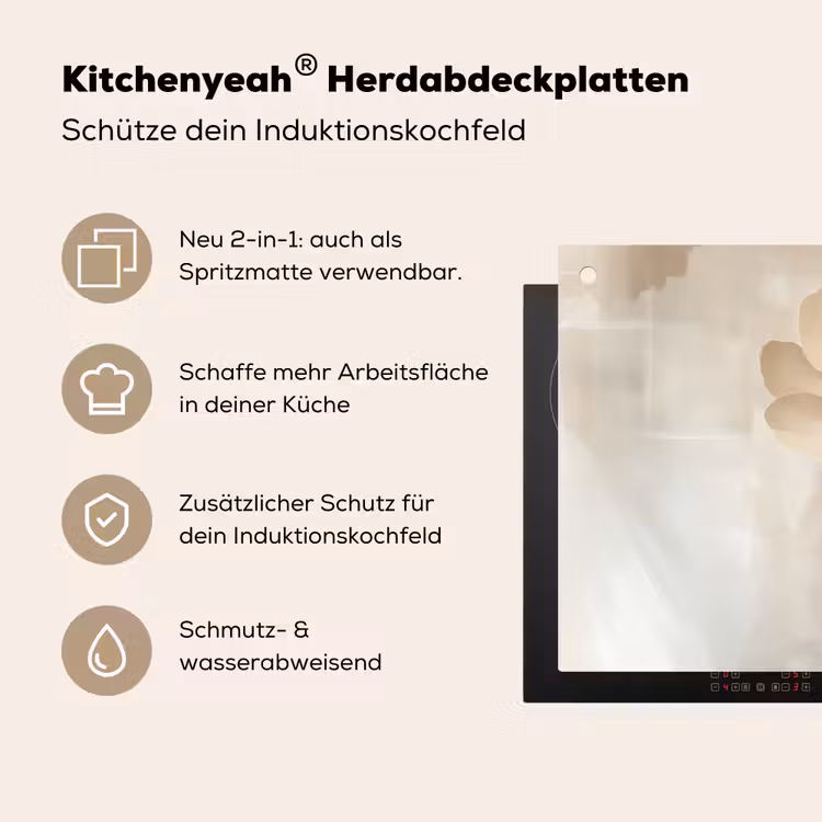 Bloem - Beige - Verf - Schaduw Inductie beschemer met haakjes klein -ky-usp-de
